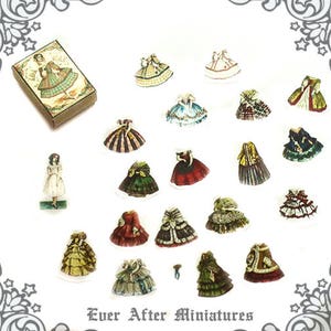 VICTORIAN Miniature Paper Doll Set #1 – 1:12 Miniature Paper Doll Antique Dollhouse Miniature Paperdoll Dress Vintage Box Printable DOWNLOAD