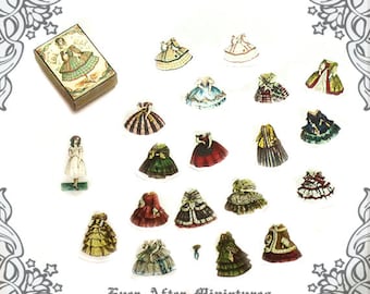 VICTORIAN Miniature Paper Doll Set #1 – 1:12 Miniature Paper Doll Antique Dollhouse Miniature Paperdoll Dress Vintage Box Printable DOWNLOAD