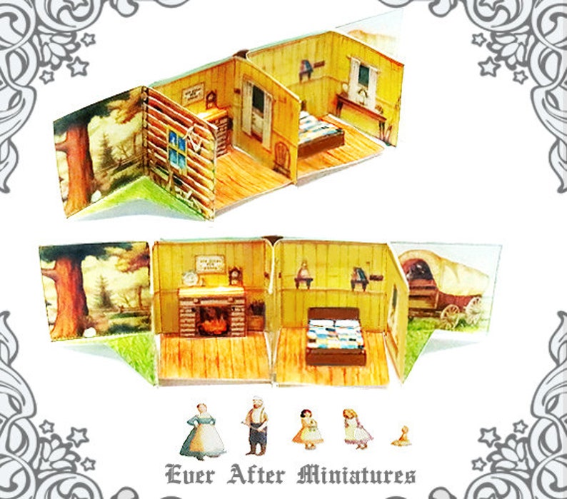 1:12 Little House POP UP Book Diy Printable Laura Ingalls Wilder Little House on the Prairie Pop-up Doll Dollhouse Miniature Book DOWNLOAD image 2