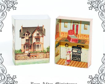VINTAGE Matchbox Miniature Dollhouse Kit #3 – DIY Miniature Doll House in a Match Box - Printable Vintage Paper Dollhouse Craft Kit DOWNLOAD