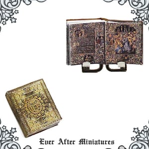 Miniature BOOK of HOURS Manuscript #2 – 1:12 Black Hours of Charles the Bold Illuminated Antique Dollhouse Miniature Book Printable DOWNLOAD
