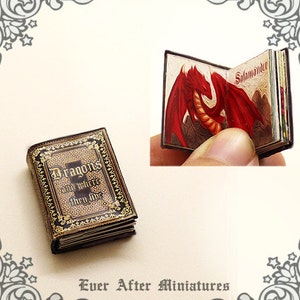 Dragon Miniature Book – 12th Scale OPENABLE & READABLE Fantasy Myth Dragon Encyclopedia Dollhouse Miniature Book - Printable DOWNLOAD