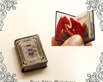Dragon Miniature Book – 12th Scale OPENABLE & READABLE Fantasy Myth Dragon Encyclopedia Dollhouse Miniature Book - Printable DOWNLOAD