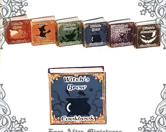 WITCH BREW Cookbook Dollhouse Miniature Book –1:12 Halloween Witch Brew Miniature Book - Halloween Witch Kitchen Cookbook Printable DOWNLOAD