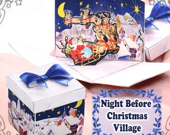 1:12 Christmas Village Miniature Gift Box DOWNLOAD – Printable Dollhouse Miniature Night before Xmas Miniature Present Mini Christmas Gift
