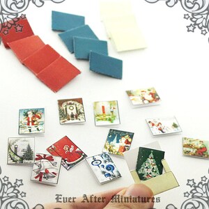 12 CHRISTMAS Miniature Greeting Cards & Envelope 1:12 CLASSIC Dollhouse Miniature Christmas Cards Holiday Greeting Cards Printable DOWNLOAD image 5