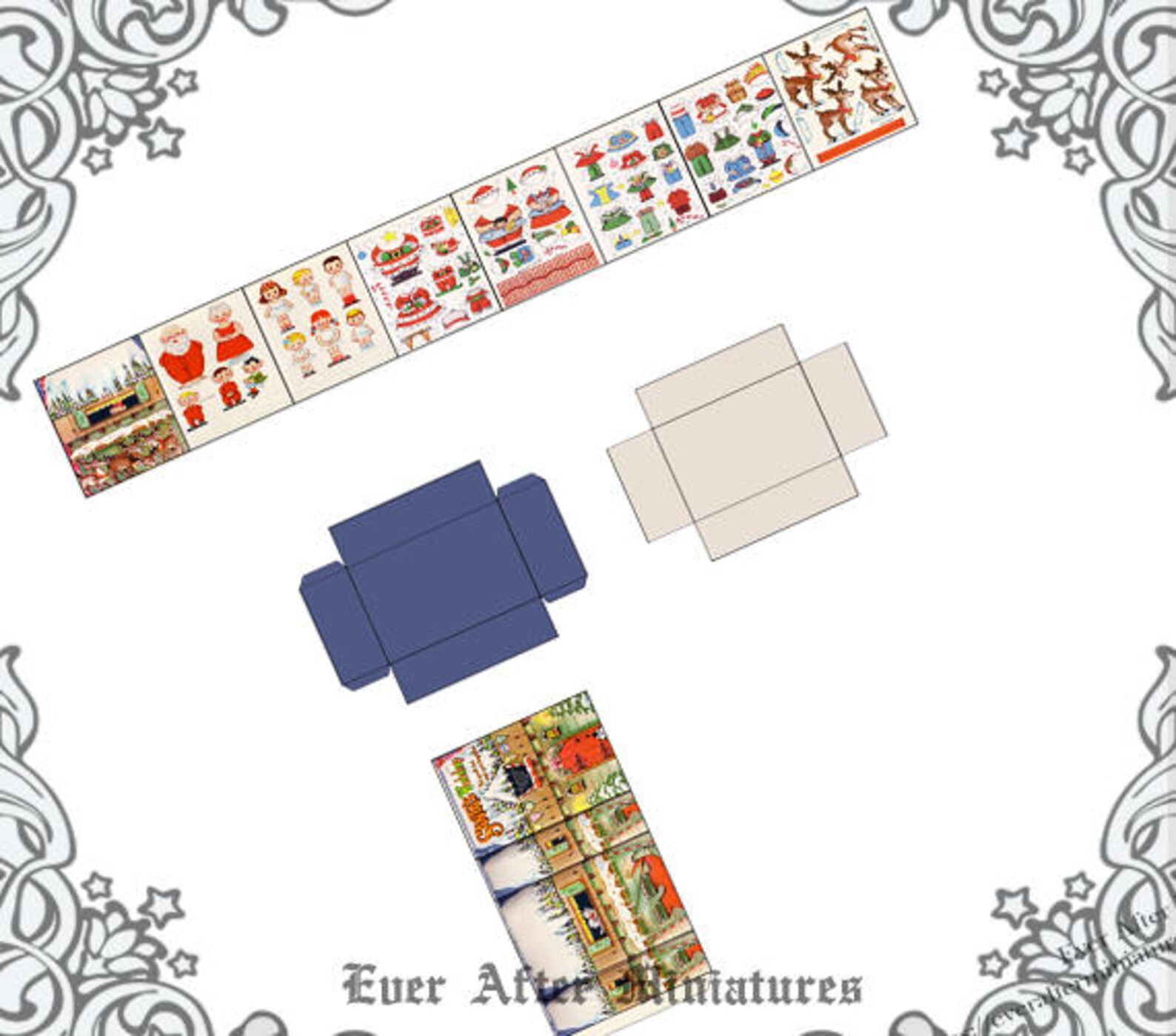 1:12 SANTA WORKSHOP Paper Doll Match Box Printable Dollhouse Miniature Santa Paper Doll Santa ...