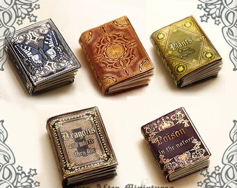 5 ENCYCLOPEDIA Dollhouse Miniature Book Set –Collection of 5 OPENABLE Encyclopedia Miniature Books - 12th scale Dollhouse Printable DOWNLOAD