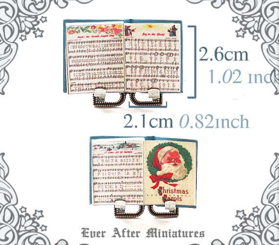 2 CHRISTMAS CAROLS Dollhouse Miniature Book 1:12 Christmas | Etsy