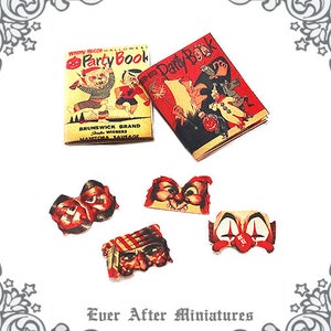 2 HALLOWEEN PARTY Dollhouse Miniature Magazine & Mask Set – 1:12 Miniature Halloween Book Magazine Halloween Party Book Printable DOWNLOAD
