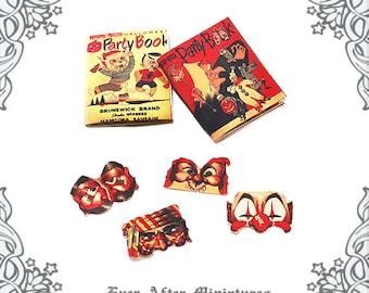 2 HALLOWEEN PARTY Dollhouse Miniature Magazine & Mask Set – 1:12 Miniature Halloween Book Magazine Halloween Party Book Printable DOWNLOAD