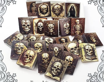 28 SKULL Dollhouse Miniature Book Cover – 1:12 Halloween Miniature Skeleton Printable Mini Books Haunted Dollhouse Gothic Miniature DOWNLOAD