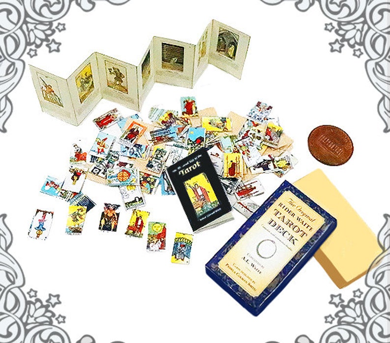 1:12 TAROT CARD Dollhouse Miniature Game 10 78 Diy Tarot Card Deck Printable Tarot Card Fortune Teller Miniature Tarot Card Game DOWNLOAD image 2