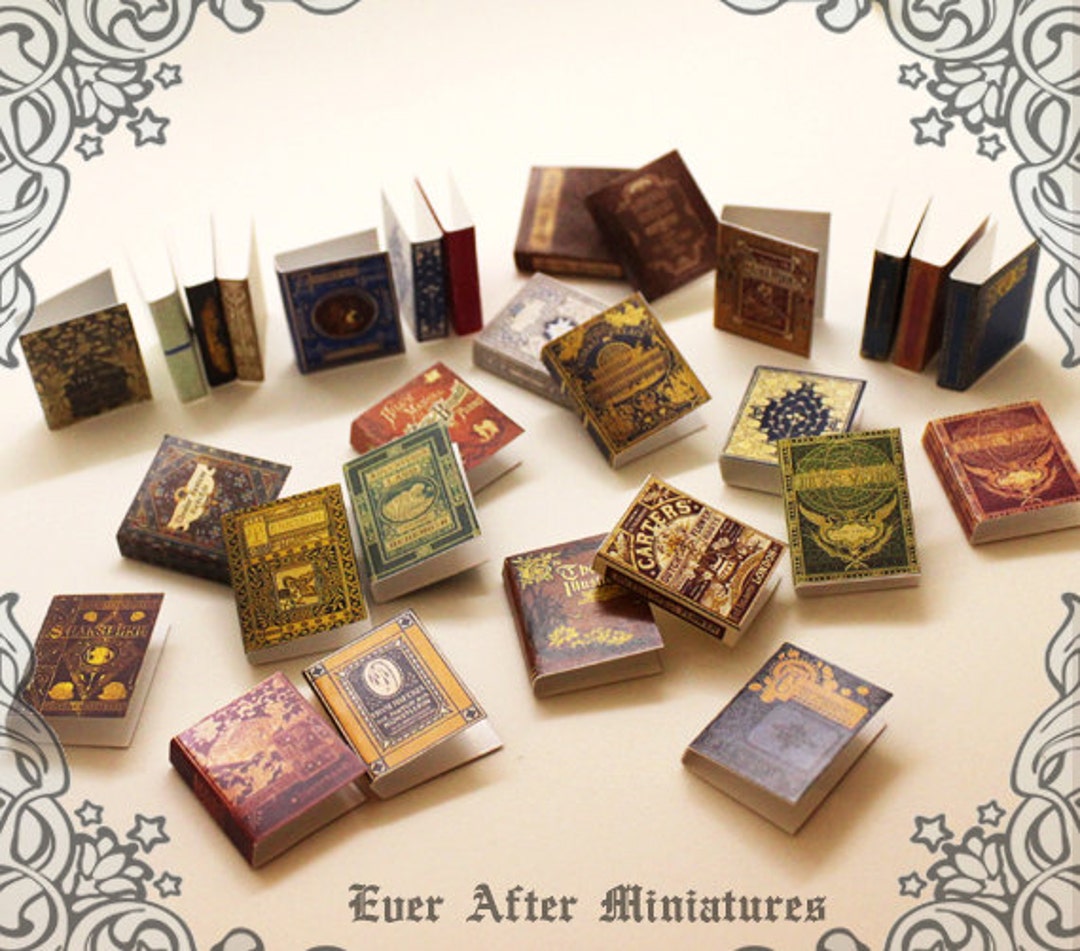 28 Dollhouse Miniature Book Cover Set 3 – Collection of 28 Antique OLD ...
