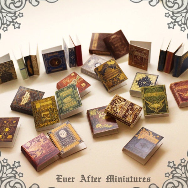 28 Puppenhaus Miniatur Bucheinband Set 3 – Sammlung von 28 antiken Romanen Bucheinband -1:12 druckbare Puppenhaus Bucheinband DOWNLOAD