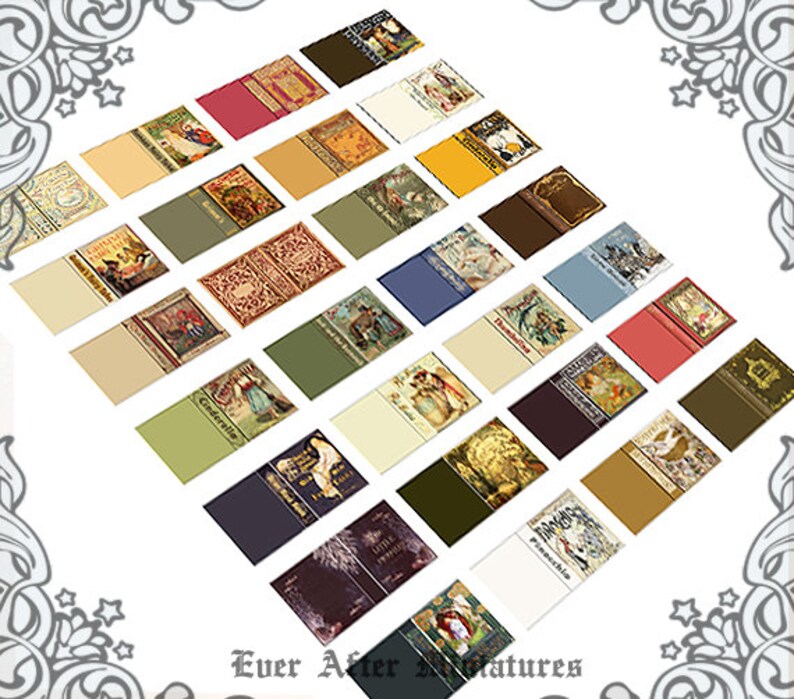 28 Fairy Tales Dollhouse Miniature Book Cover Set 5 28 FAIRY TALES Vintage Story Book Cover 1:12 Printable Dollhouse Book Cover DOWNLOAD image 3