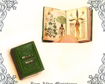 Witch&#39;s Herbs Dollhouse Miniature Book – 1:12 Witch Herb Magic Miniature Book – Herb for Magic Potion Making - Halloween Printable DOWNLOAD