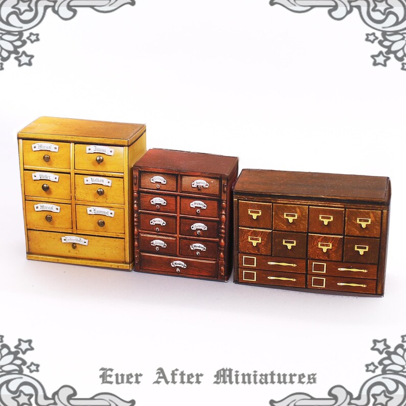 1:12 Dollhouse Miniature Apothecary Cabinet – 3 Printable Halloween Miniature Cabinet Curiosity Dollhouse Alchemy Potion Miniature DOWNLOAD
