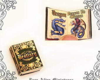 BEASTIARY Dollhouse Miniature Book – 12th Scale OPENABLE Magical Beasts & Mythical Creatures Miniature Book - Beastiary Printable DOWNLOAD