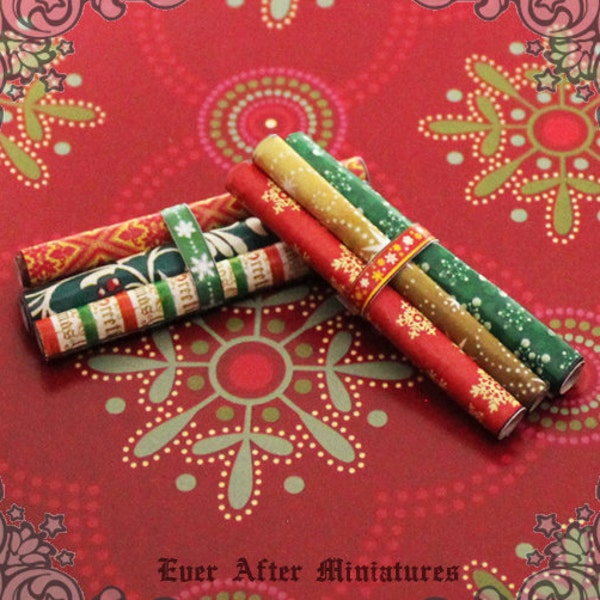 Miniature Christmas Gift Wrapping Paper –1:12 Dollhouse Miniature Christmas Gift Wrapping Gift Paper Christmas Gift Wrap Printable DOWNLOAD