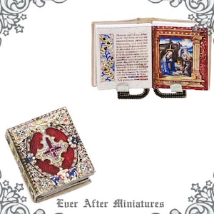 ILLUMINATED MANUSCRIPT Miniature Book of Hours #1 – 1:12 Medieval Antique Dollhouse Miniature Book Prayer Book Christmas Printable DOWNLOAD