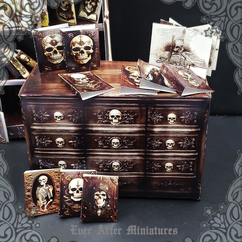 1:12 Gothic Dollhouse Miniature Apothecary Cabinet of Curiosity Haunted Dollhouse Bookcase Gothic Miniature Book Witch Printable DOWNLOAD