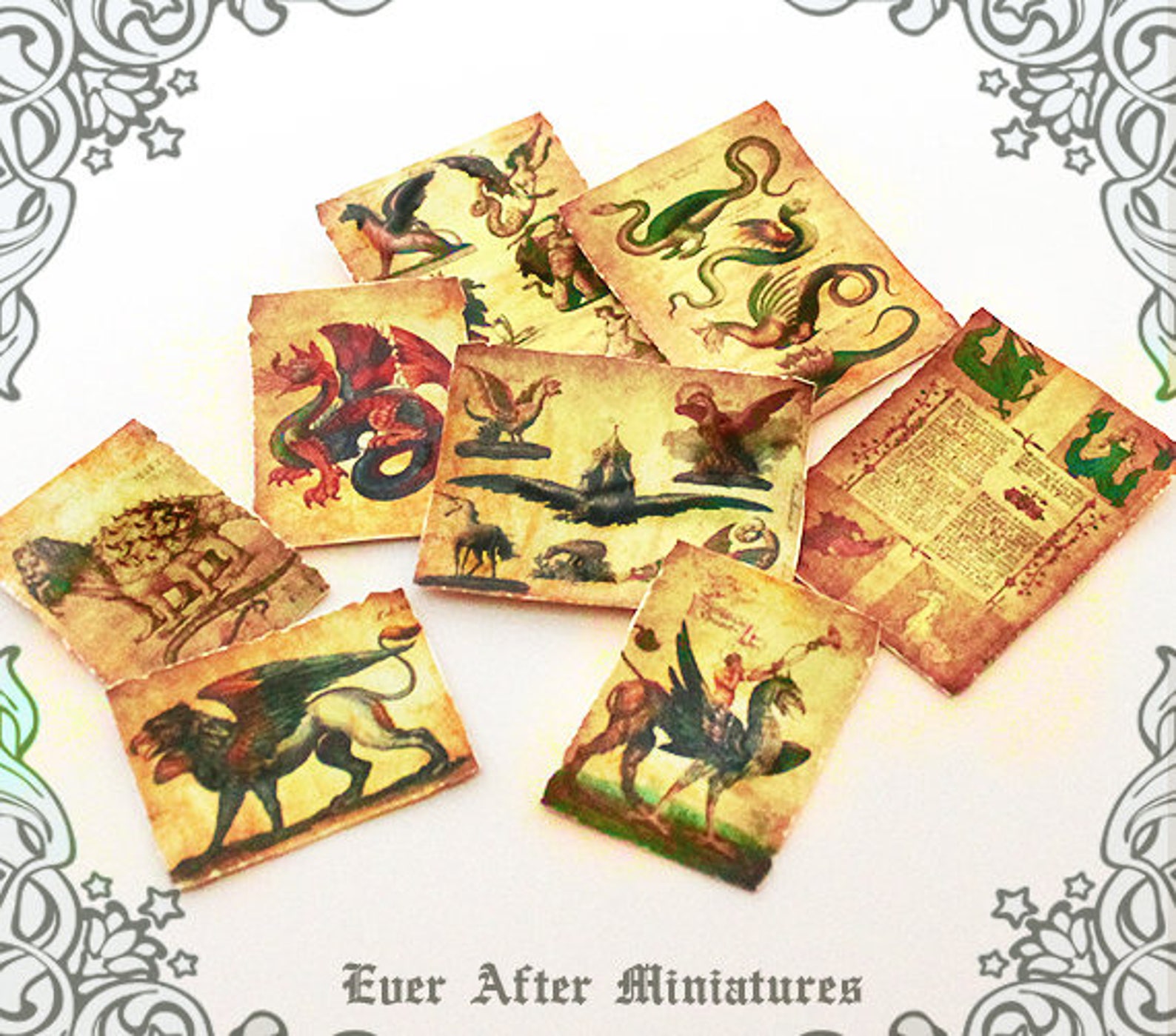 MAGICAL BEASTS Miniature Scroll Set #5 – 1:12 Mythical Creatures ...