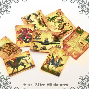MAGICAL BEASTS Miniature Scroll Set #5 – 1:12 Mythical Creatures Printable Dollhouse Miniature Magic Scroll Mythical Beasts Poster DOWNLOAD