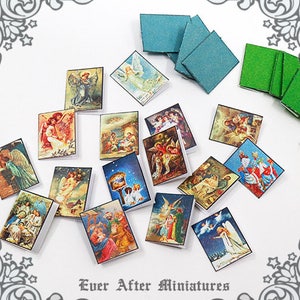 12 Cartões de Natal em miniatura ANGEL & NATIVITY + Envelopes – Cartões em miniatura para casa de bonecas para impressão 1:12 Cartões de Natal Cartões de felicitações BAIXAR