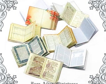 INSIDE PAGES for Miniature Book Cover #2 - 1:12 Scale – 10 Styles of Printable Miniature Book Page to Make Dollhouse Miniature Book DOWNLOAD