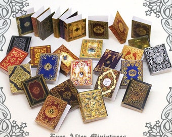 28 Dollhouse Miniature Book Cover Set 4 – Collection of 28 Antique ROYALTY Book Cover - 1:12 Scale Printable Dollhouse Book Cover DOWNLOAD