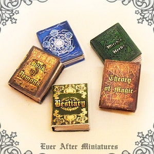 5 MAGIC Dollhouse Miniature Book Set #2 – Full Set of 5 Magic Miniature Book from Mandatory Magic Book Series II - 1:12 Printable DOWNLOAD