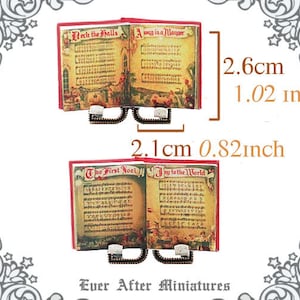 2 CHRISTMAS CAROLS Dollhouse Miniature Book – 1:12 Christmas Music Book ...