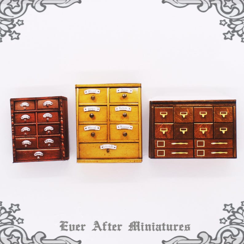 1:12 Dollhouse Miniature Apothecary Cabinet – 3 Printable Halloween Miniature Cabinet Curiosity Dollhouse Alchemy Potion Miniature DOWNLOAD