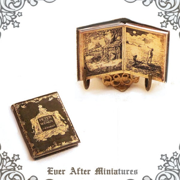 PETER PAN Dollhouse Miniature Book –12th Scale Openable Antique Peter and Wendy Miniature Book – Dollhouse Peter Pan Book Printable DOWNLOAD