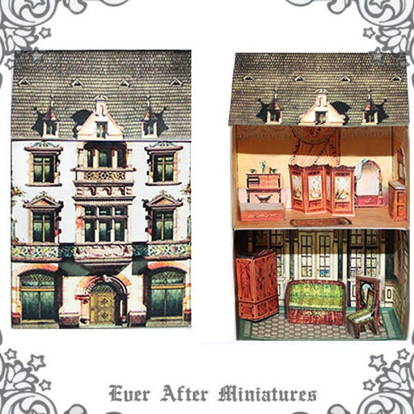 VICTORIAN Dollhouse Miniature Kit #2 – Printable DIY Dollhouse + Miniature Doll House Furniture - Antique Dollhouse Paper Craft Kit DOWNLOAD