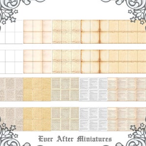 INSIDE PAGES for Miniature Book Cover 1:12 10 Different Styles of Inside Pages for Making Dollhouse Miniature Book Printable DOWNLOAD image 3