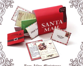 1:12 SANTA MAILBOX Dollhouse Miniature Letter Set – Diy Imprimable Miniature Santa Claus letter & Christmas Santa Letter Mailbox TÉLÉCHARGER