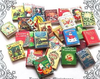 28 CHRISTMAS Dollhouse Miniature Book Cover Set #12– 1:12 Printable Christmas Miniature Book Cover Santa Claus Christmas Book Cover DOWNLOAD