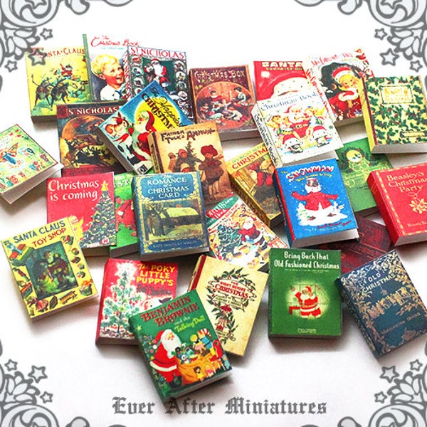 28 CHRISTMAS Dollhouse Miniature Book Cover Set #12– 1:12 Printable Christmas Miniature Book Cover Santa Claus Christmas Book Cover DOWNLOAD