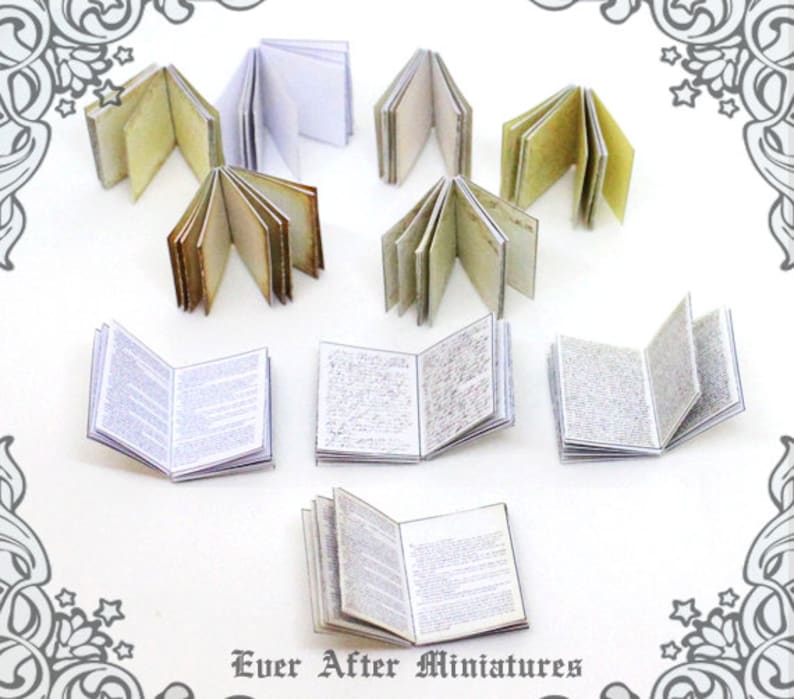 INSIDE PAGES for Miniature Book Cover 1:12 10 Different Styles of Inside Pages for Making Dollhouse Miniature Book Printable DOWNLOAD image 1