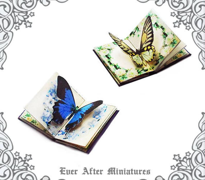 Butterfly POP-UP Miniature Book 1:12 Dollhouse Miniature 3D Butterfly Pop-up Miniature Book Butterfly Pop Up Book Box Printable DOWNLOAD image 2