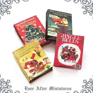 4 CHRISTMAS Dollhouse Miniature Book Set C – 1:12 Full Set of Printable Christmas Book Santa Miniature Book Christmas Gift DOWNLOAD
