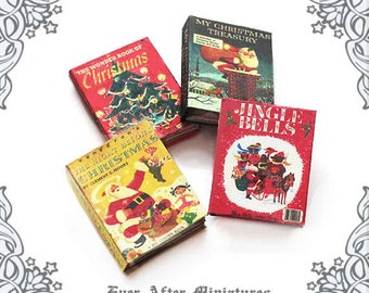 4 CHRISTMAS Dollhouse Miniature Book Set C – 1:12 Full Set of Printable Christmas Book Santa Miniature Book Christmas Gift DOWNLOAD