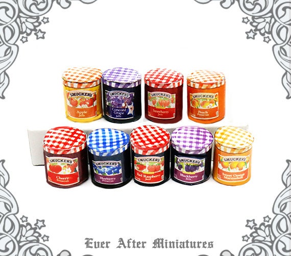 Dollhouse Miniatures 1:12 Accessories Jams Miniature Kitchen 4 Bottles Jams NTO