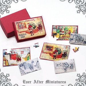 Night before Christmas PUZZLE Miniature Game #7 – 1:12 Printable Christmas Puzzle Dollhouse Miniature Game Puzzle Miniature Box DOWNLOAD