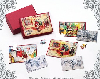 Night before Christmas PUZZLE Miniature Game #7 – 1:12 Printable Christmas Puzzle Dollhouse Miniature Game Puzzle Miniature Box DOWNLOAD