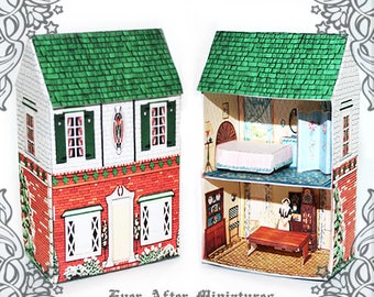 VINTAGE Dollhouse Miniatuur Kit #1 – DIY Craft Afdrukbaar Miniatuur Poppenhuis dat in een poppenhuis past – Miniatuurhuis voor pop DOWNLOAD