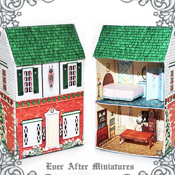 VINTAGE Dollhouse Miniature Kit #1 – DIY Craft Printable Miniature Doll House that goes into a Dollhouse – Miniature House for Doll DOWNLOAD