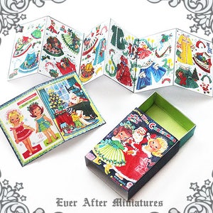 1:12 LITTLE CHRISTMAS Matchbox Dollhouse Miniature Paperdoll Set #8 – Diy Printable Miniature Christmas Paper doll Match Box DOWNLOAD